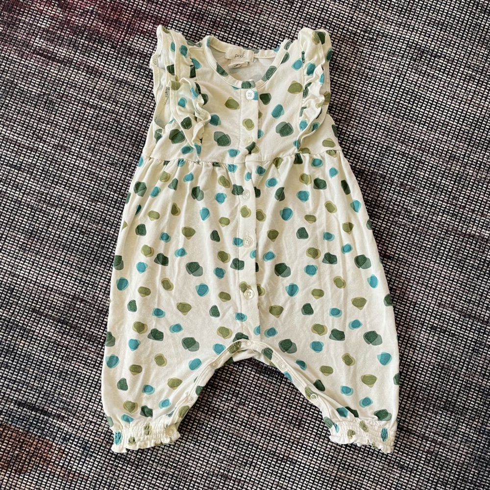Peek polka dot baby Romper with ruffle sleeves, 3-6 months,  polka dots